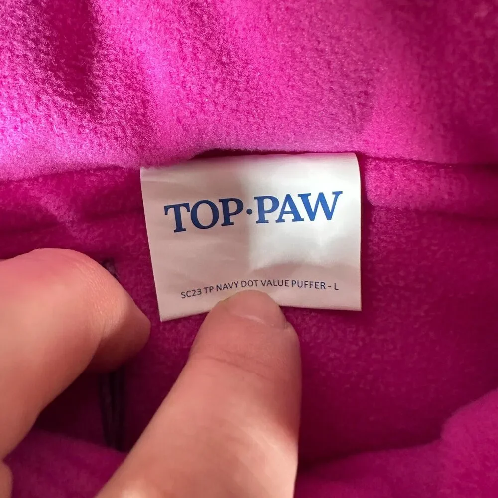 Top-Paw Dog Puffer Jacket Size‎ Large Purple Polka Dot New w/tags